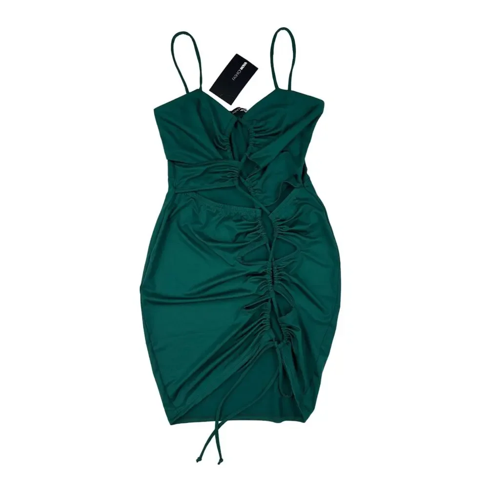 Fashion Nova - Karis Cut Out Mini Dress in Emerald Green
